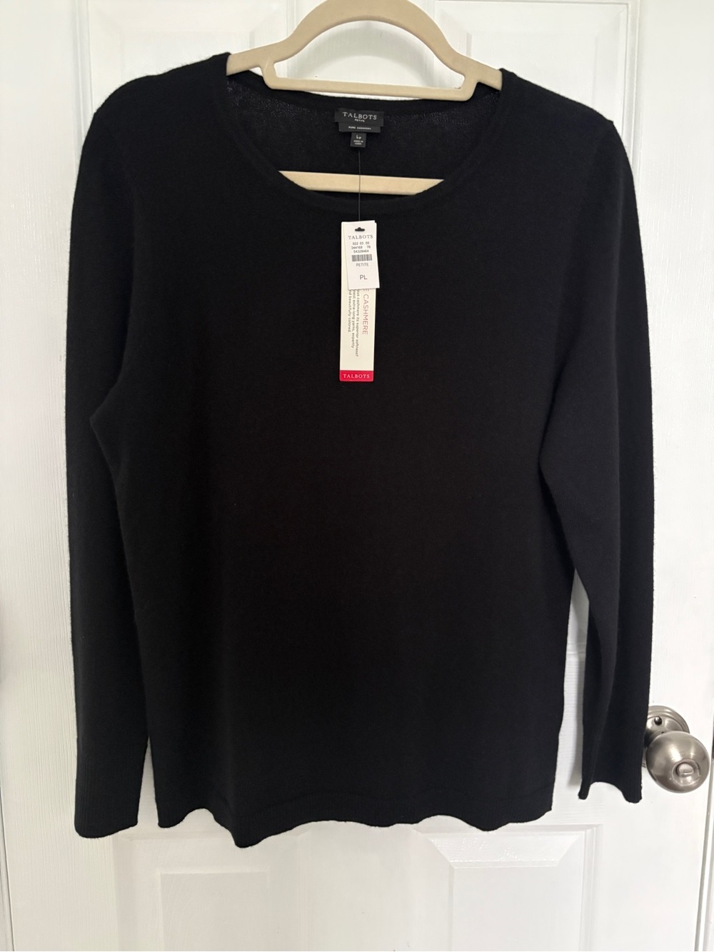 Talbots Black Cashmere Classic Crewneck Sweater#0357